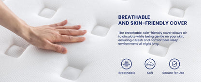 Full/King Hybrid Gel Memory Foam Mattress, Queen Size with Breathable Fabric