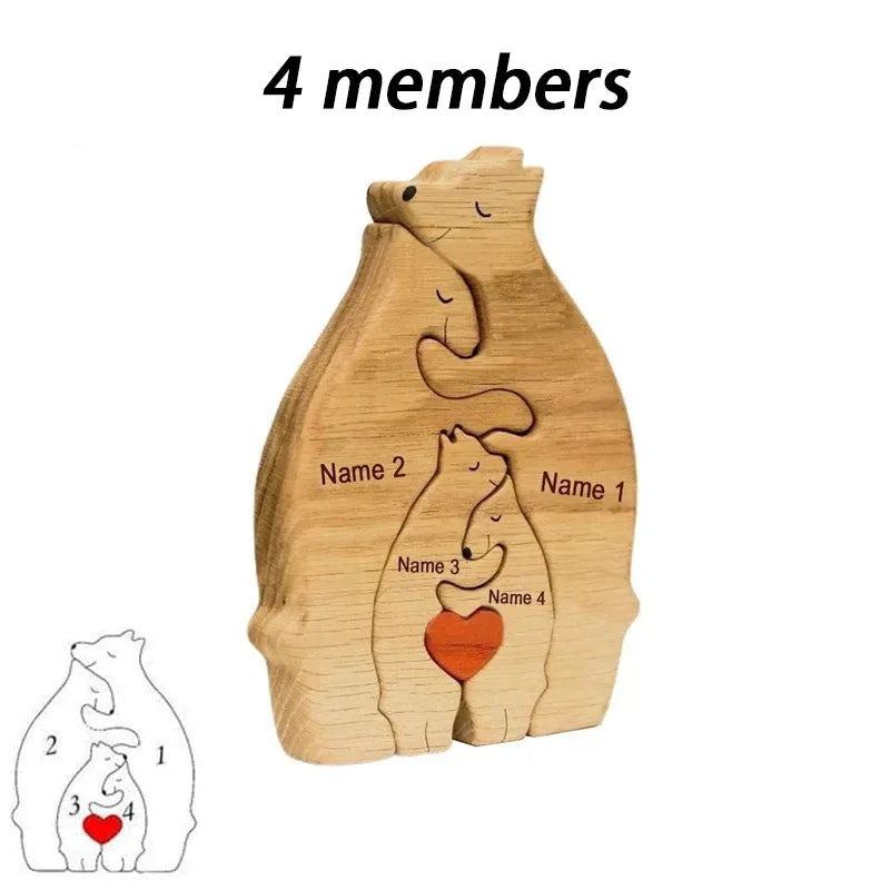 Wooden Bear Family Puzzle Personalized Home Decor