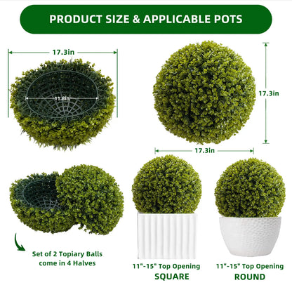 2 Set Artificial Topiary Cedar Balls for Decor
