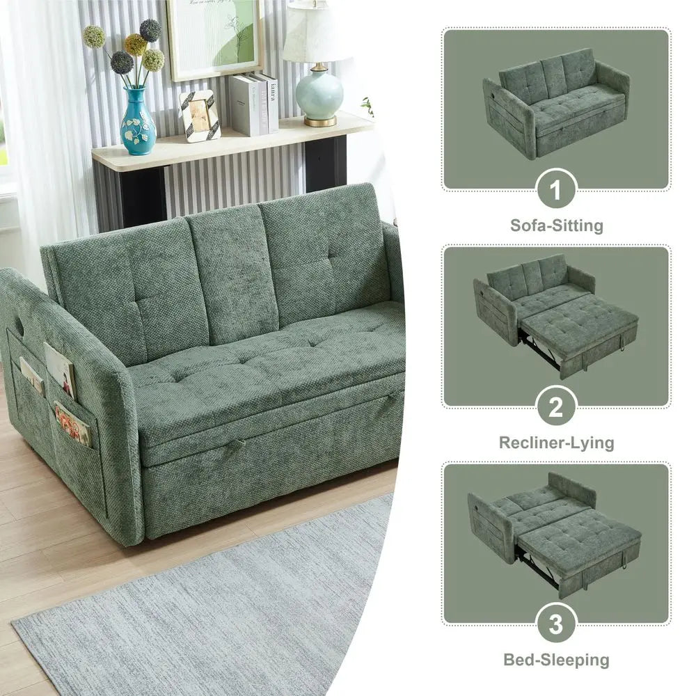 Convertible Sofa Bed with Cup Holder, USB