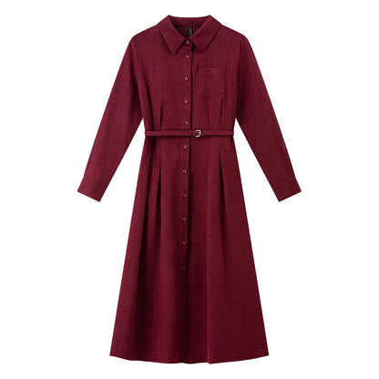 Woman Red Long Dress French Style Vintage