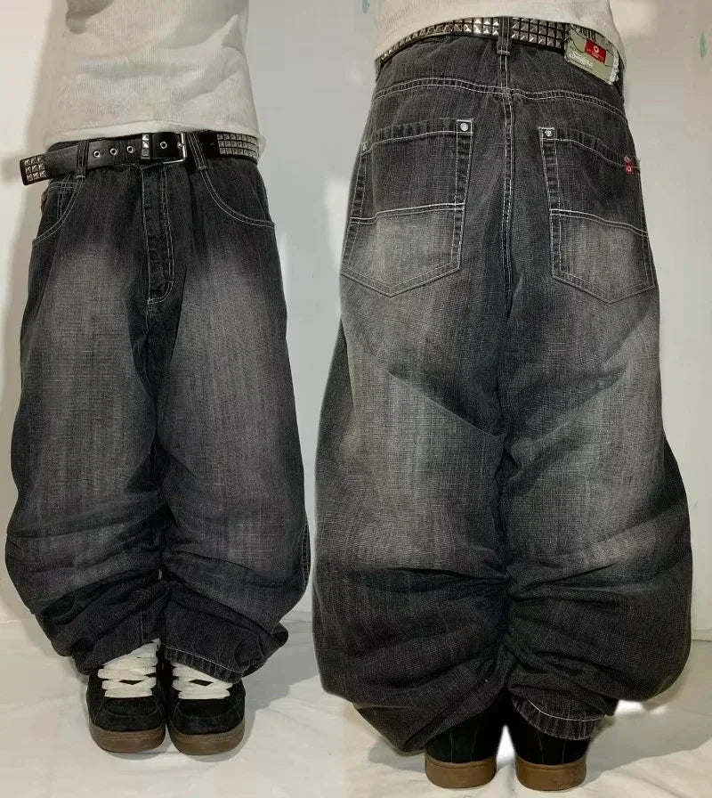 Oversized Print Baggy Jeans Men Vintage Gothic