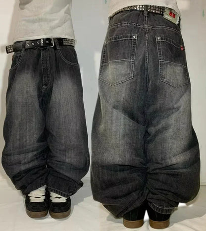 Oversized Print Baggy Jeans Men Vintage Gothic