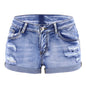 Women's Split Denim Mid Waist Curled Shorts