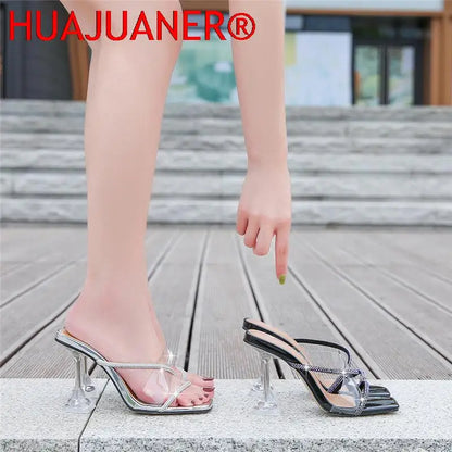 Transparent PVC Slippers Crystal Cup high-heeled Women