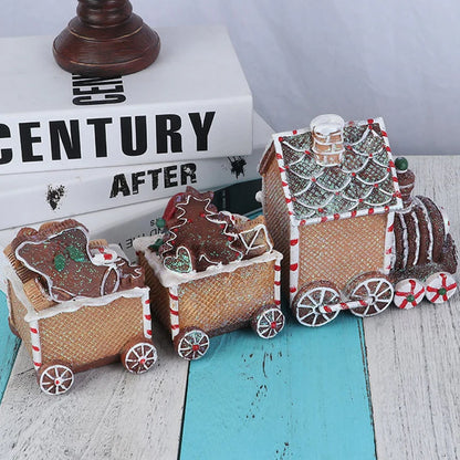 Train Christmas Resin Statue Home Decor Sculpture