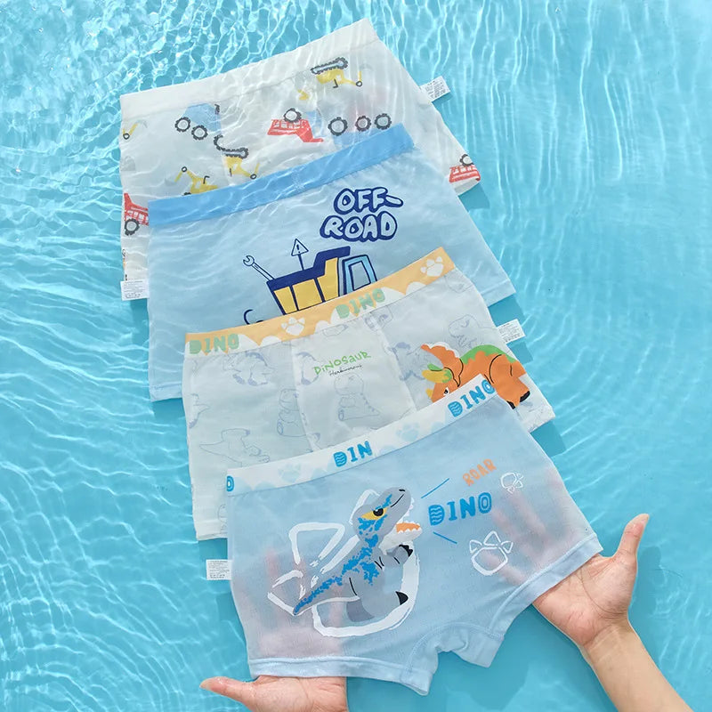 4PCS Cool Boys Cute Print Underwear