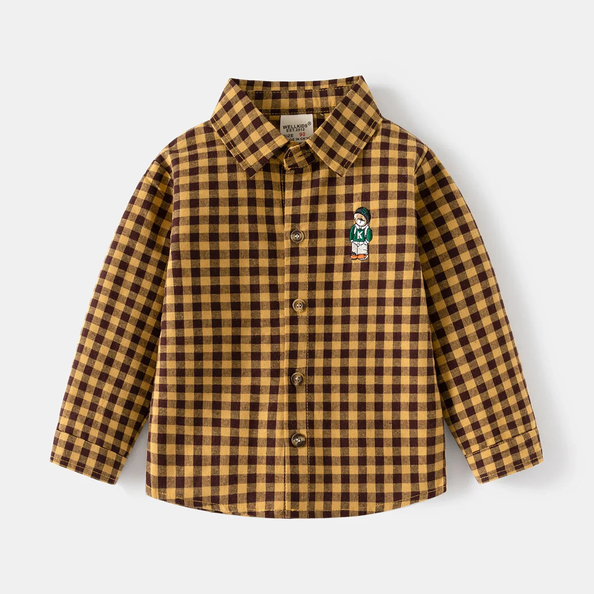 Kids Shirts With Collar Long Sleeved Plaid
