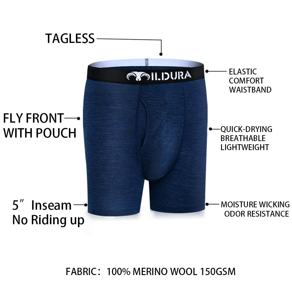 Men's Merino Wool Underwear Boxer Briefs