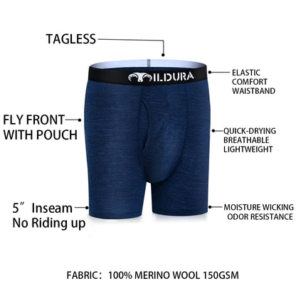 Men's Merino Wool Underwear Boxer Briefs