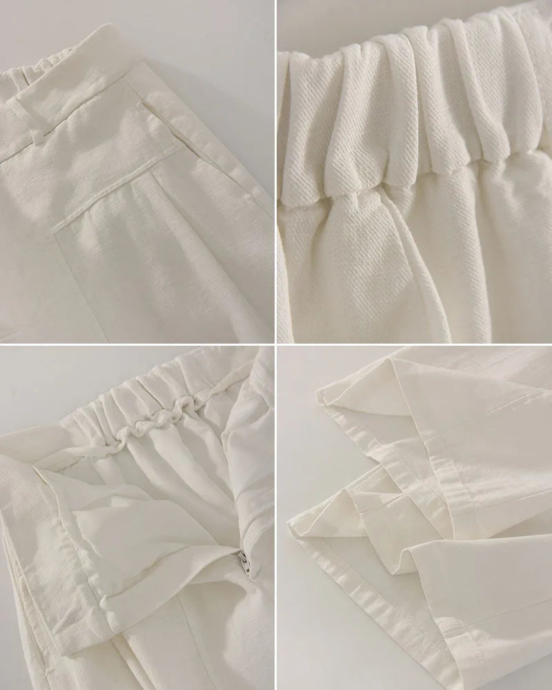 White Pants For Women Cotton Formal High Waist
