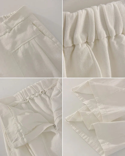 White Pants For Women Cotton Formal High Waist