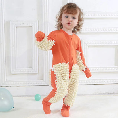 Girls Cleaning Mop Long Sleeve Crawling Jumpsuit