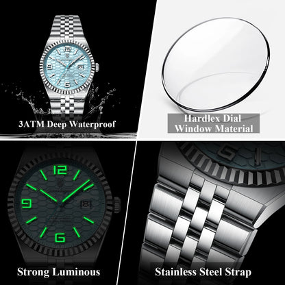 POEDAGAR High Quality Men Waterproof Luminous  Watch