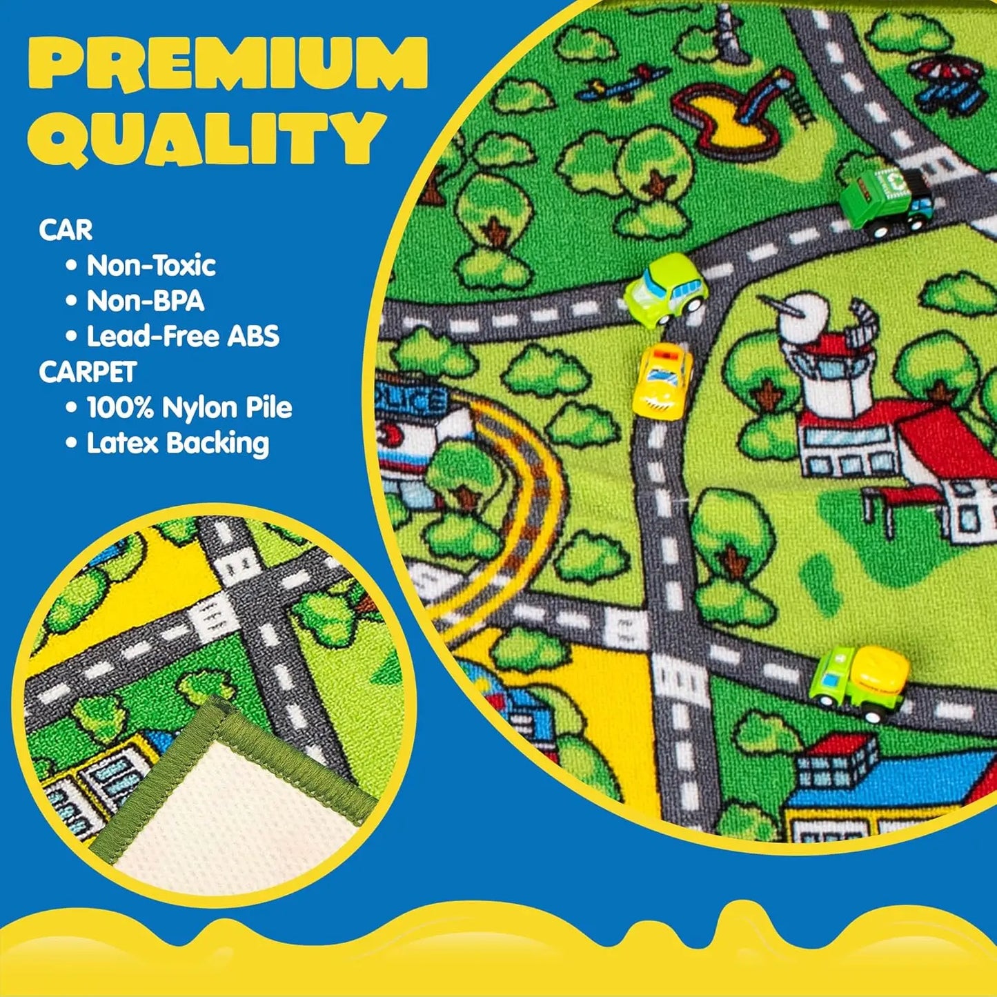 Carpet Playmat w/ 12 Cars Pull-Back Vehicle