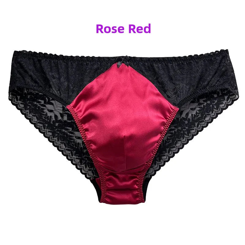 Sexy Men's Silk Comfortable Mid-Waist Ribbed Design