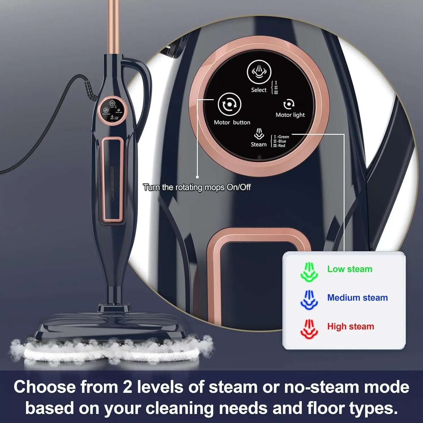 Steam Mop Cleaner with Rotating Mop Pad