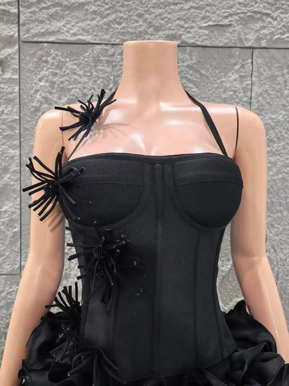 2 Pcs Women Sexy Strapless Bodycon Mini Dress