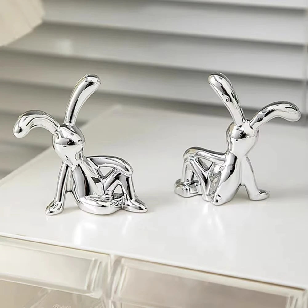 Adorable Long Ear Bunny Figurines Models