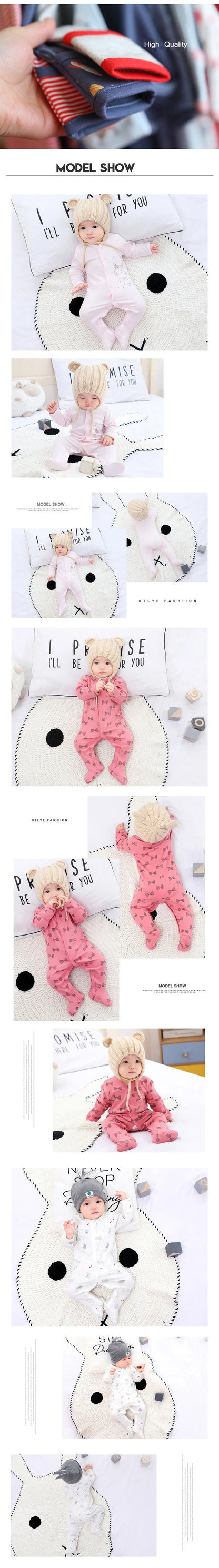 100% Cotton 3 Pcs Boys/Girls Romper Pajamas Jumpsuit