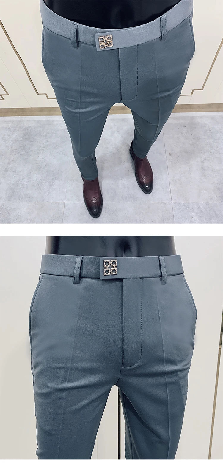 Men Stretch Slim Formal Casual Pants Fashion