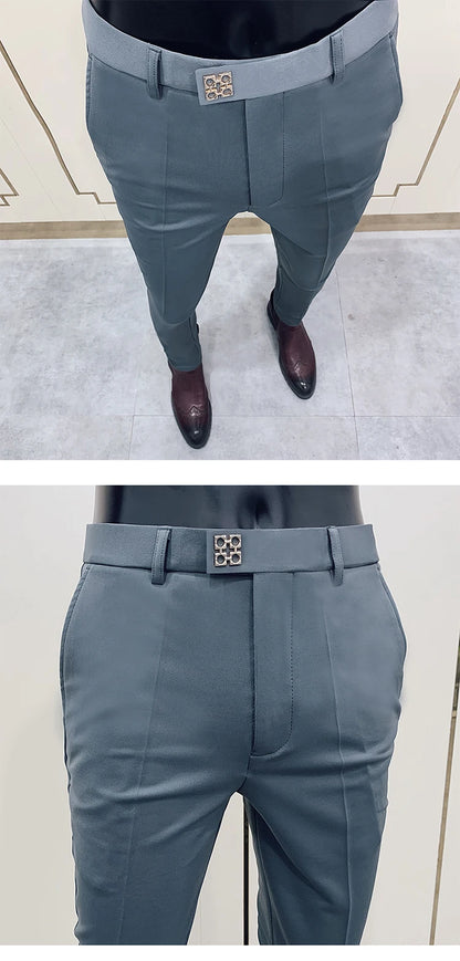 Men Stretch Slim Formal Casual Pants Fashion