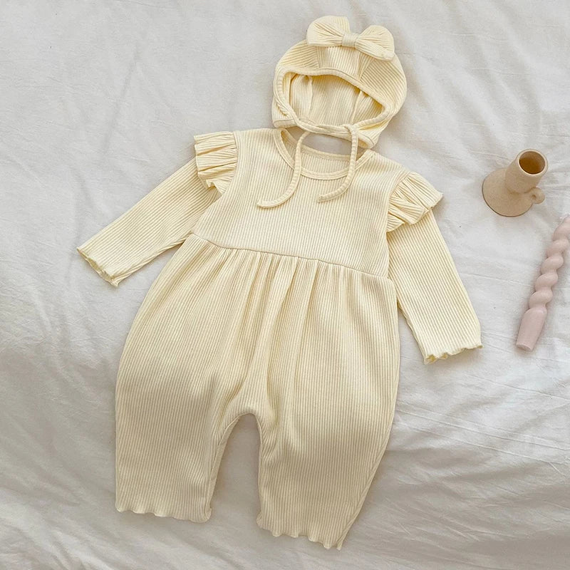 Baby Girls Long Sleeve Flower Embroidery Jumpsuit