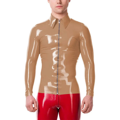 Mens Fashion Zipper Long Sleeve Jacket Turn-down Collar