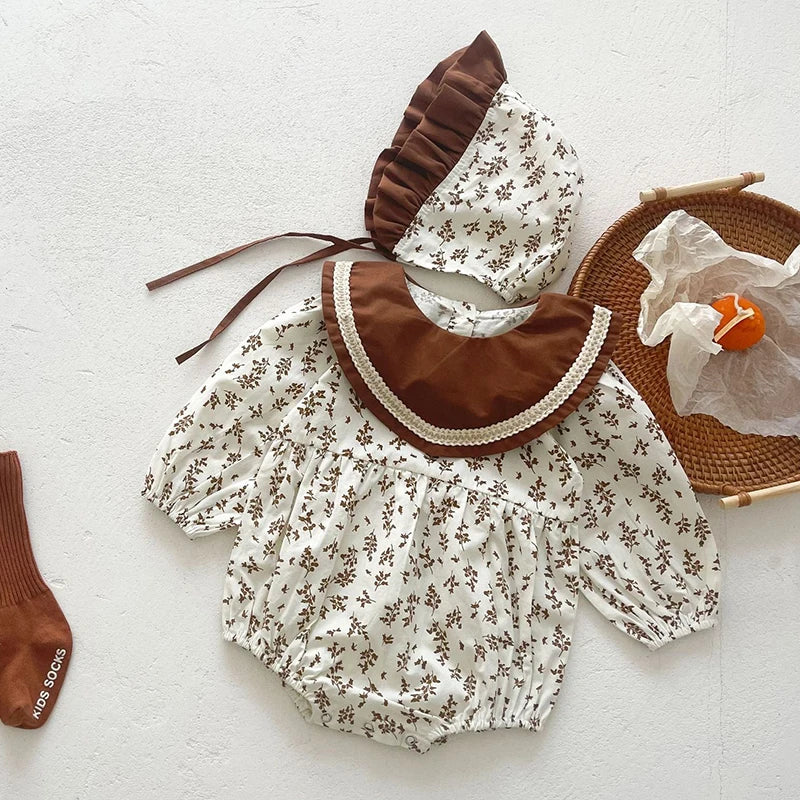 Baby Girls Long Sleeve Flower Embroidery Jumpsuit