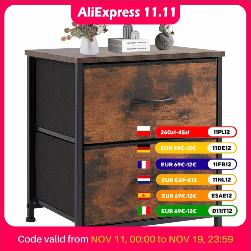 Table Storage Closet Chest Display 2 Fabric Drawers