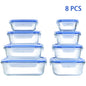 8pcs Glass Food Storage Containers Microwave & Oven Safe