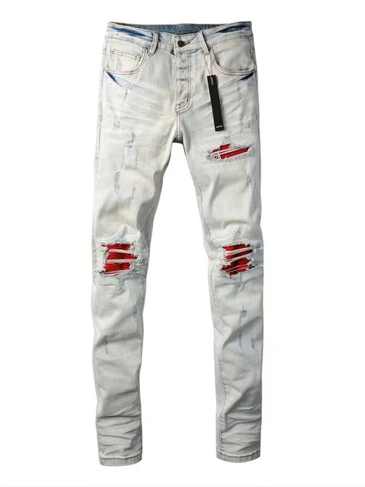 Men's Vintage Jeans American Streetwear Slim-fit
