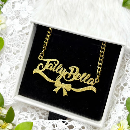 Custom Name Heart Frame Necklace Earrings Diamond