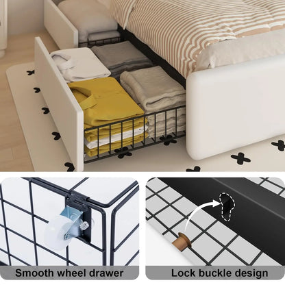 Upholstered Platform LED Bed with Type-C&USB