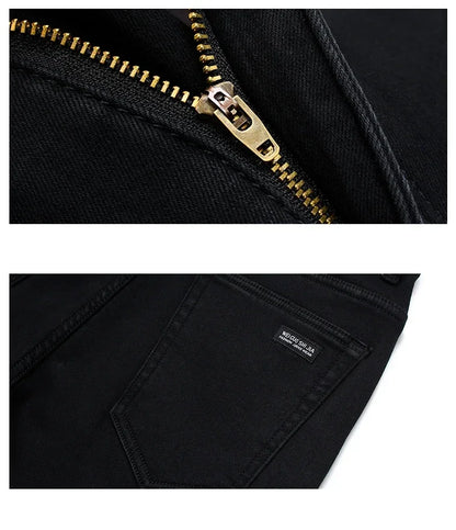 Stretch Black Biker Denim Mens Comfortable Jeans