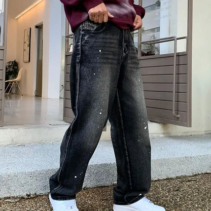 Men Loose Straight-leg, trendy wide-leg long pants