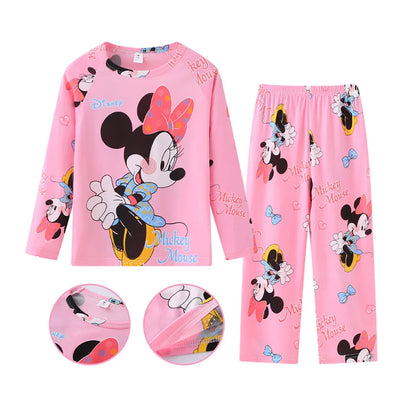 2 Pcs Boys/Girls Minnie Mickey Cartoon Longsleeved Pajamas