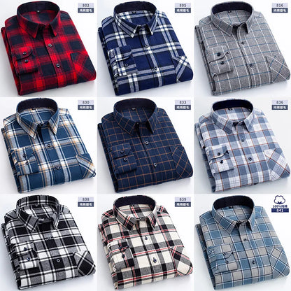 Flannel Plaid Long Sleeve Turn-down Shirts