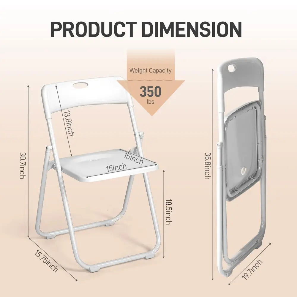 10 Pcs Folding Chair, Lightweight Foldable Plastic Reinforced Metal