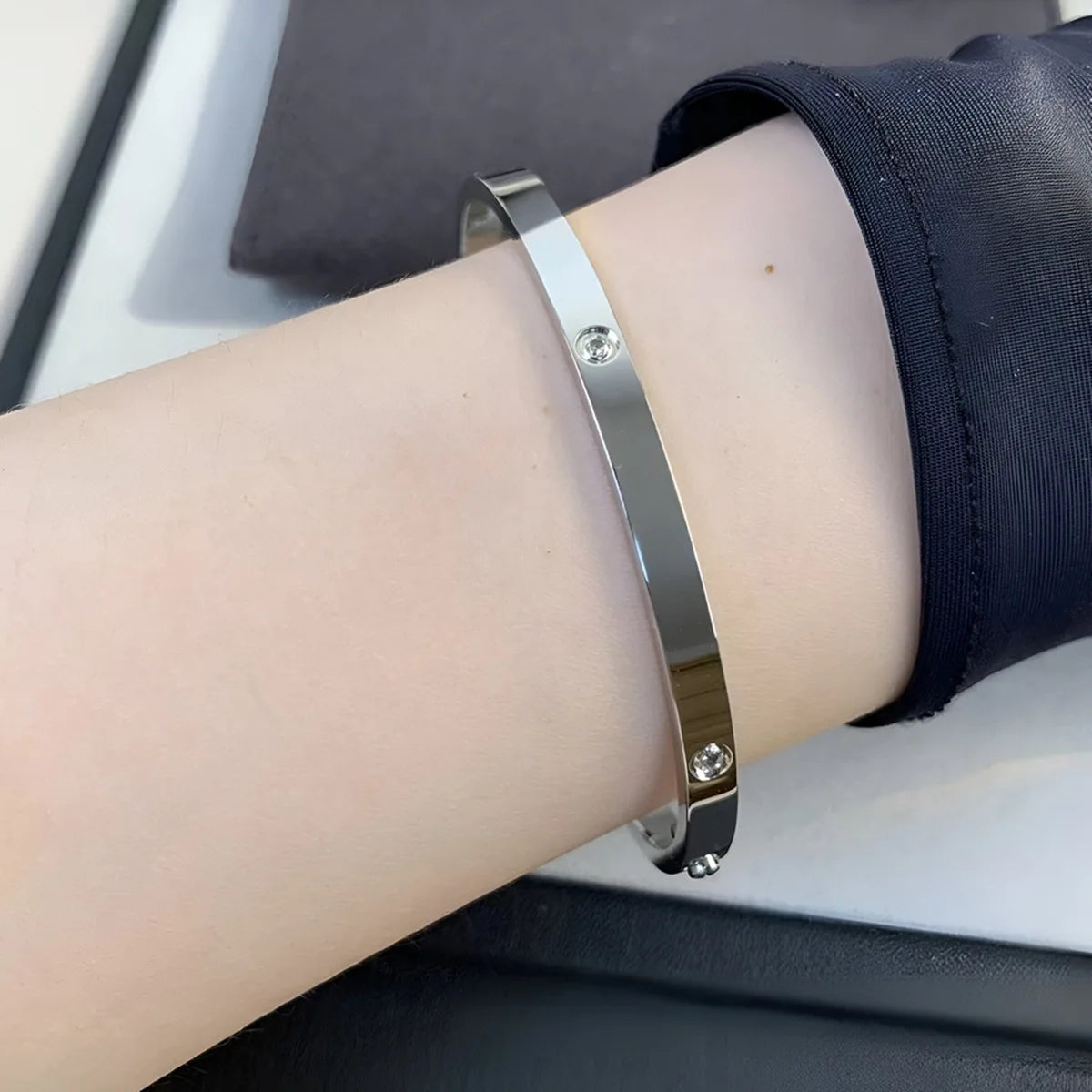 Diamond Cuff Women Bracelet Gold Tone