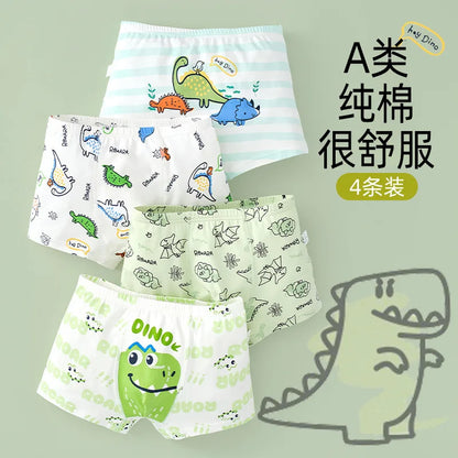4PCS Cotton Antibacterial Boys Breathable Underwear