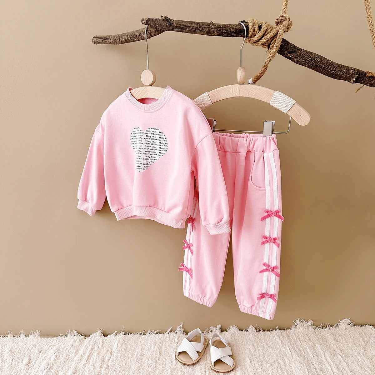 Love Sweatshirt Long Sleeve +Bow Pants