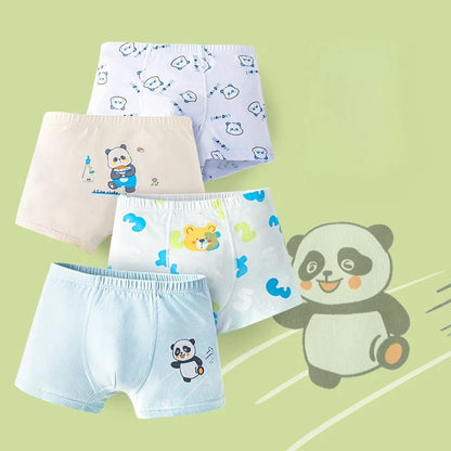 4PCS Boys Cotton Antibacterial Cute Cartoon Breathable Underwear