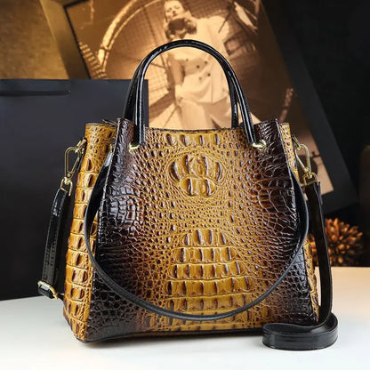 Genuine Leather Women Handbags Fashion Crocodile Print