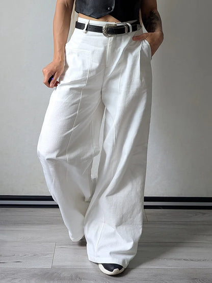 White Pants For Women Cotton Formal High Waist