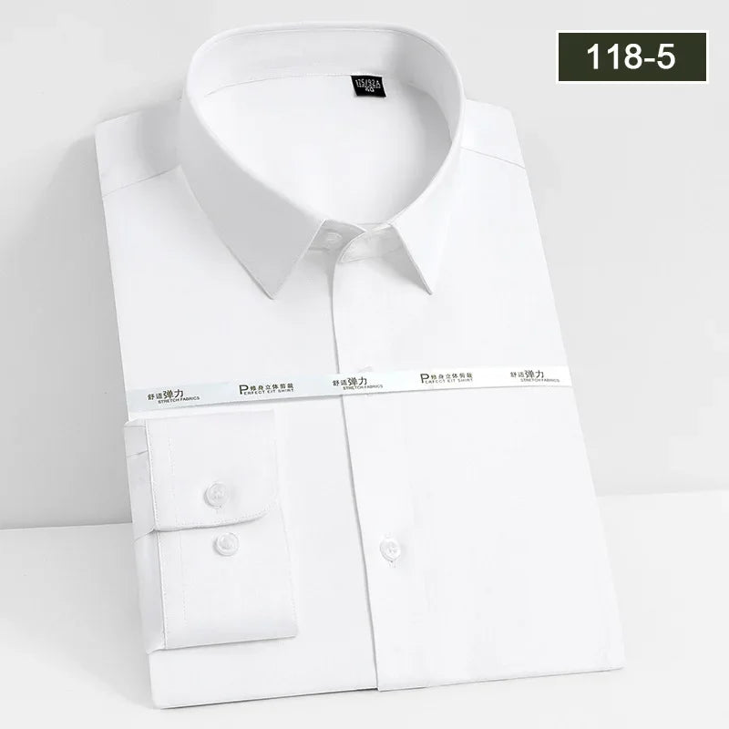 Men's White Long Sleeved Business Formal Wear Shirt