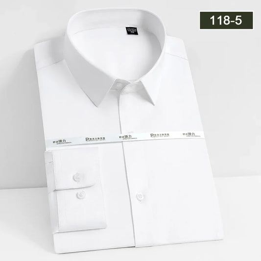 Men's White Long Sleeved Business Formal Wear Shirt