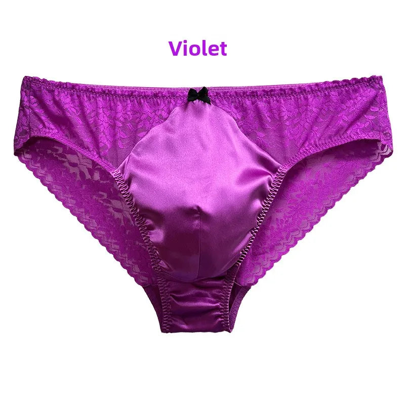 Sexy Men's Silk Comfortable Mid-Waist Ribbed Design