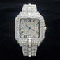 Mens Luxury Diamond Fashion Square Stainless Steel
