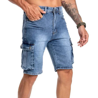 Mens Multi Pocket Micro Elastic Jeans Casual